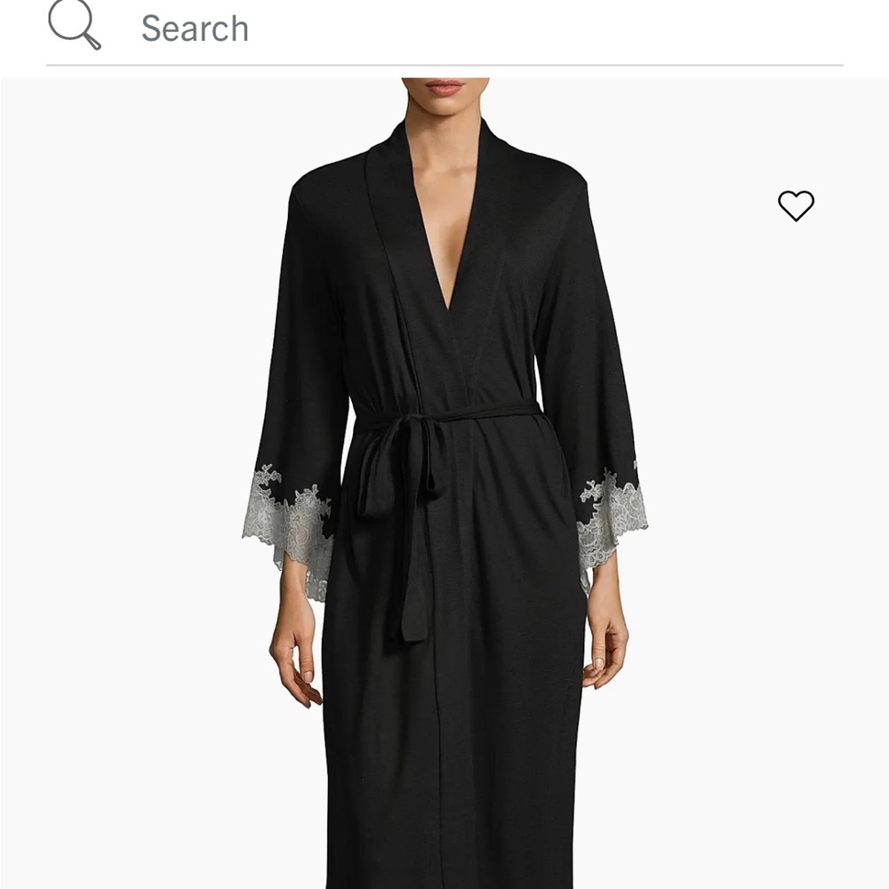 Natori Luxe Shangri-La Robe from Saks Fith Avenue black grey size XS